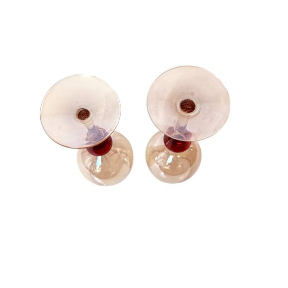 Pier 1 Amber Wine Glasses Set of 2 VTG Elegant Holiday Goblets Bar Cart Decor - Picture 10 of 16